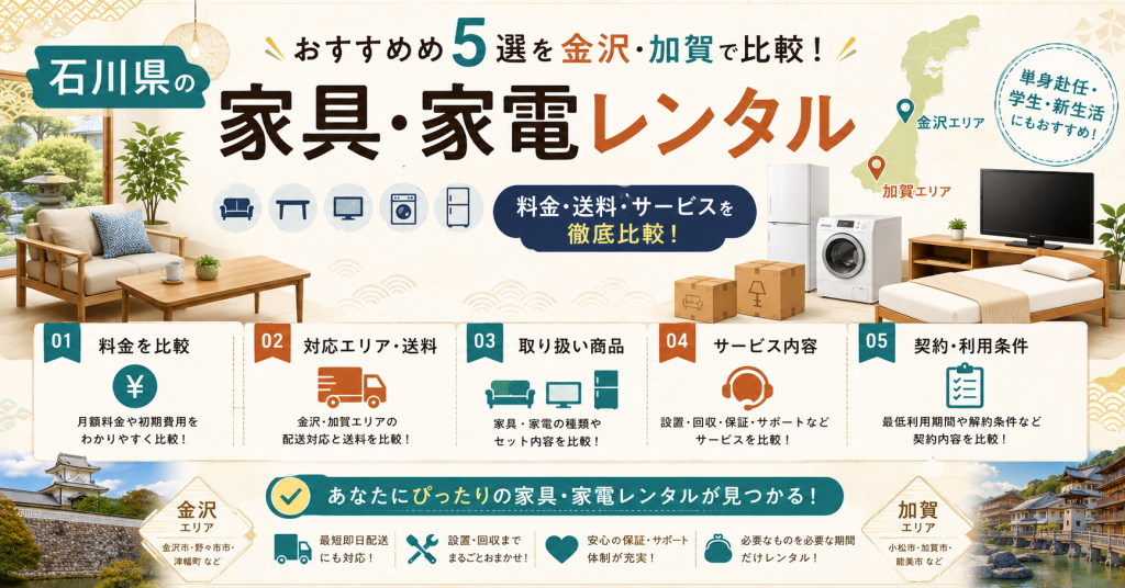 【2026年】石川県の家具・家電レンタル｜おすすめ5選を金沢・加賀で比較
